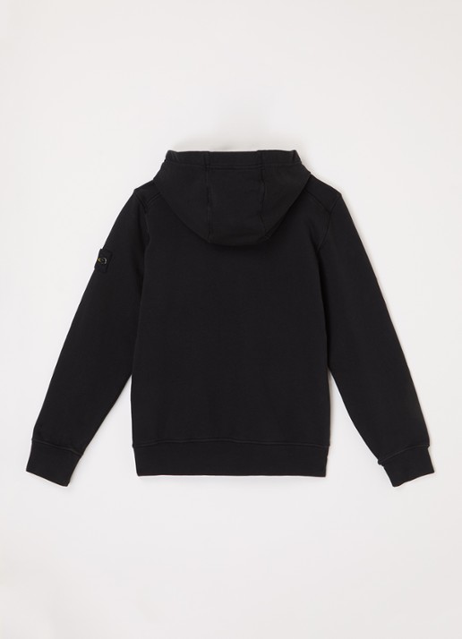 Stone Island S0040 hoodie met logoborduring - voorkant 2 zwart