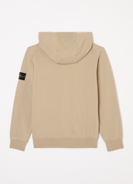 Stone Island S0040 hoodie met logoborduring - voorkant 2 khaki