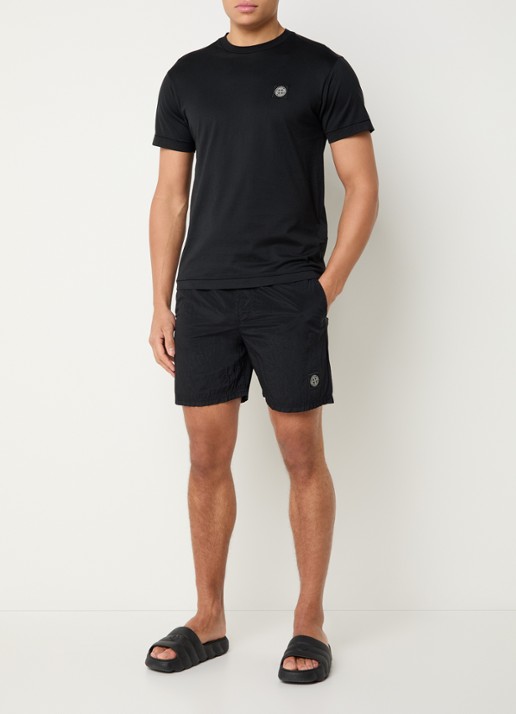 Stone Island S0043 Long zwemshorts met steekzakken - voorkant 2 zwart