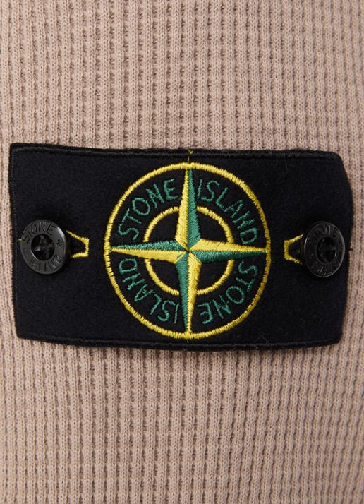 Stone Island S0044 fijngebreide trui met logo - detail 5 donkerbeige