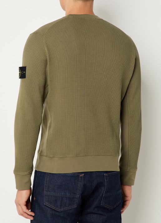 Stone Island S0044 fijngebreide trui met logo - achterkant 3 mosgroen