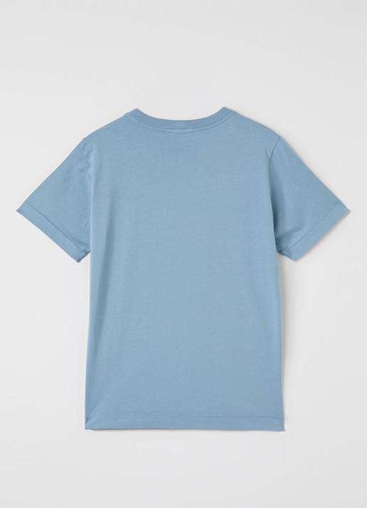 Stone Island S0047 T-shirt met logo - voorkant 2 staalblauw