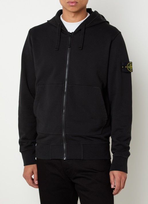 Stone Island S0051 Felpa sweatvest met logo - detail zwart