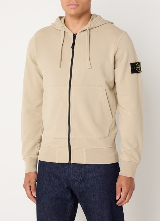 Stone Island S0051 Felpa sweatvest met logo - detail 4 zand