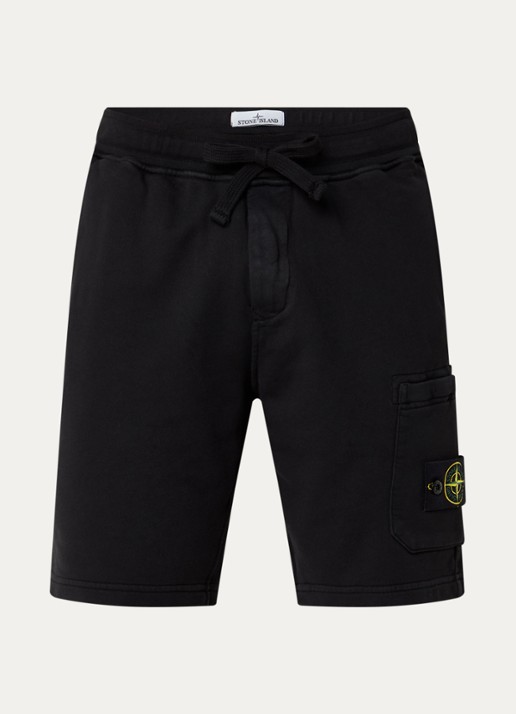 Stone Island S0051 straight fit korte joggingbroek met logo - voorkant 4 zwart