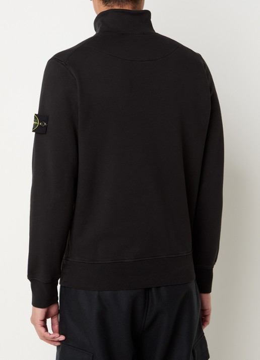 Stone Island S0051 sweater met halve rits en logo - achterkant zwart