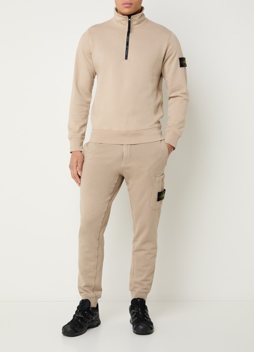 Stone Island S0051 sweater met halve rits en logo - voorkant 5 beige