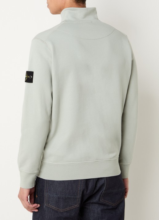 Stone Island S0051 sweater met halve rits en logo - achterkant 5 lindegroen