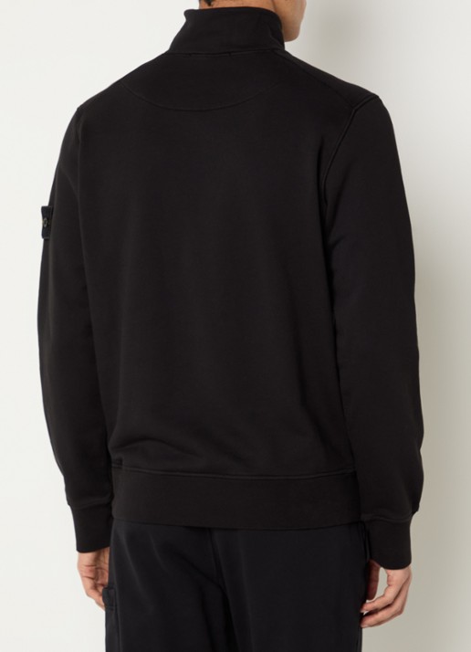 Stone Island S0051 sweater met halve rits en logo - achterkant 3 zwart