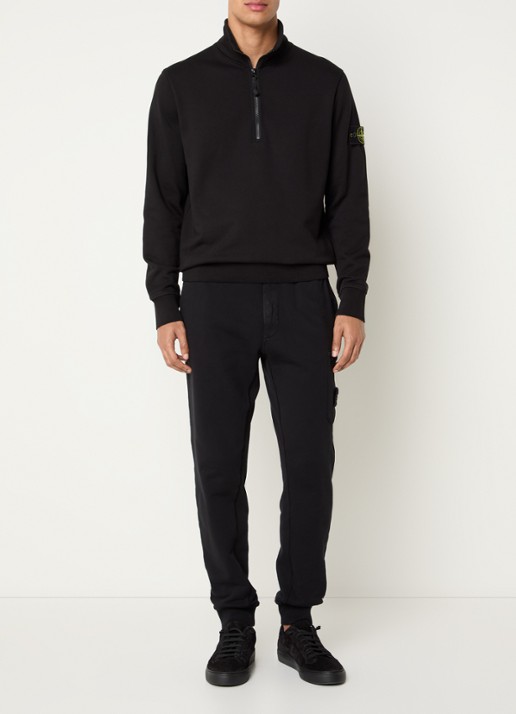 Stone Island S0051 sweater met halve rits en logo - voorkant 5 zwart