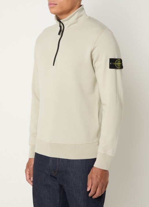 Stone Island S0051 sweater met halve rits en logo