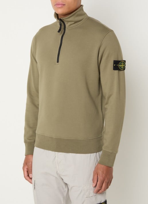 Stone Island S0051 sweater met halve rits en logo