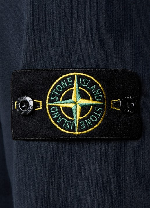 Stone Island S0051 sweater met logo en halve rits - detail 5 donkerblauw