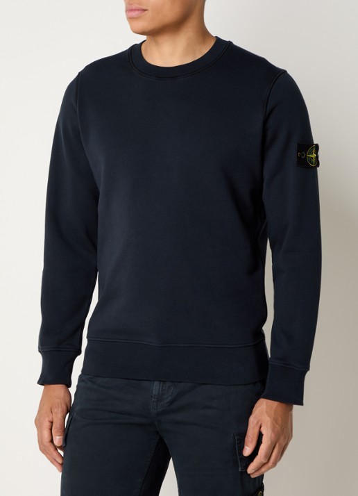Stone Island S0051 sweater met logo - detail donkerblauw