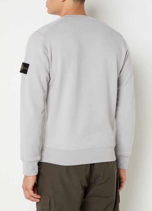 Stone Island S0051 Sweater met logo  - achterkant 3 lichtgrijs