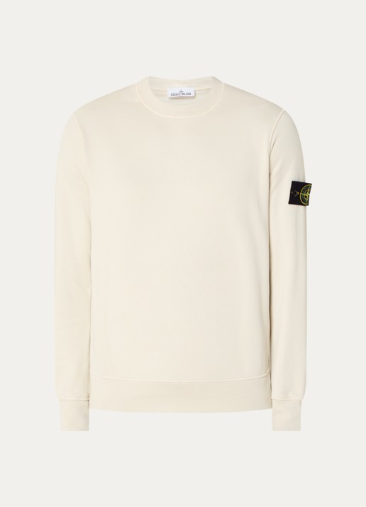 Stone Island S0051 Sweater met logo  - voorkant 2 creme
