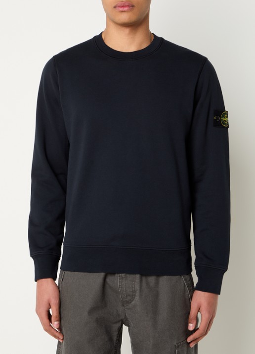 Stone Island S0051 Sweater met logo  - detail donkerblauw