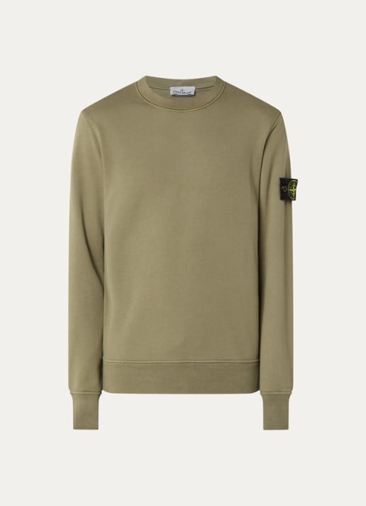 Stone Island S0051 sweater met logo - voorkant legergroen