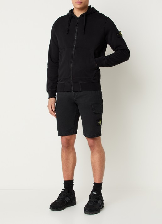 Stone Island S0051 sweatvest met capuchon en logo - voorkant 2 zwart