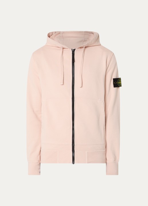 Stone Island S0051 sweatvest met logo en capuchon - voorkant roze