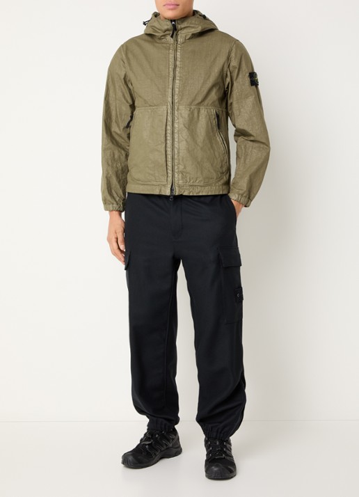 Stone Island S0069 Jack met capuchon en ritszakken - voorkant 6 mosgroen