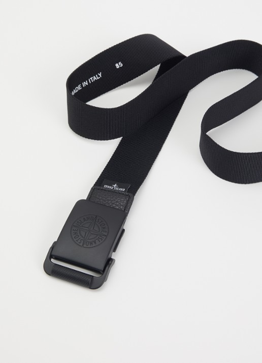 Stone Island S0073 riem met logo - detail 2 zwart