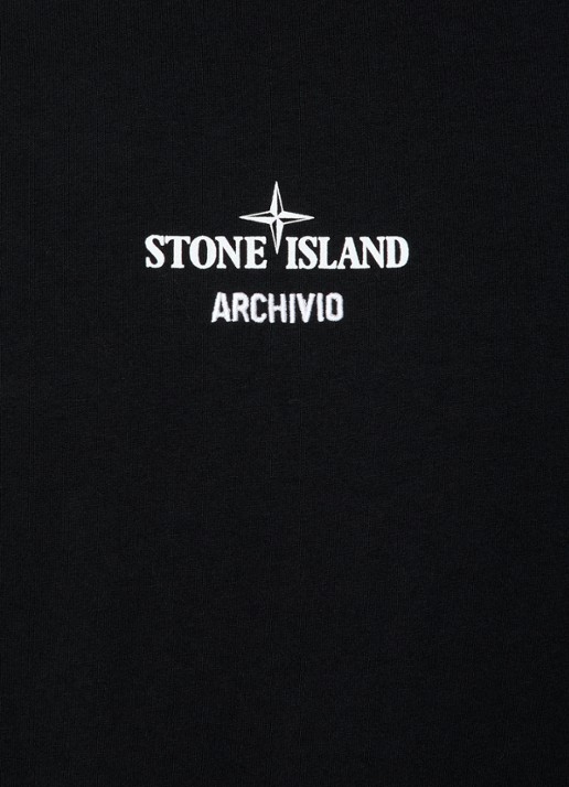 Stone Island S0091 Archivio T-shirt met logo- en backprint - detail 4 zwart