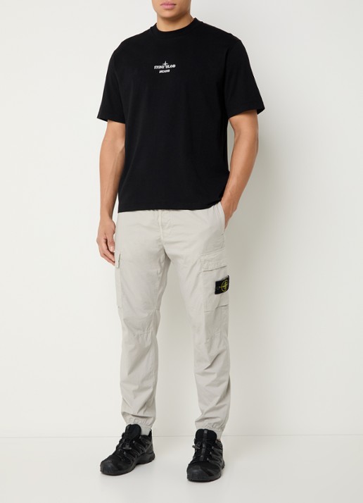 Stone Island S0091 Archivio T-shirt met logo- en backprint - voorkant 2 zwart