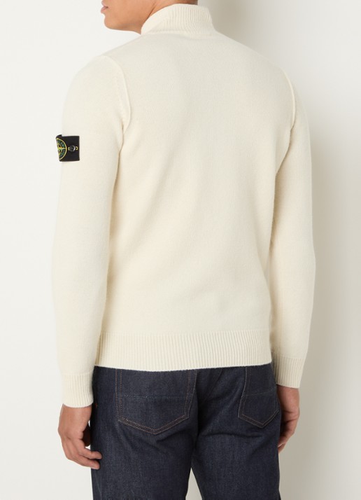 Stone Island S00A3 fijngebreide trui in wolblend met logo - achterkant 5 ivoor