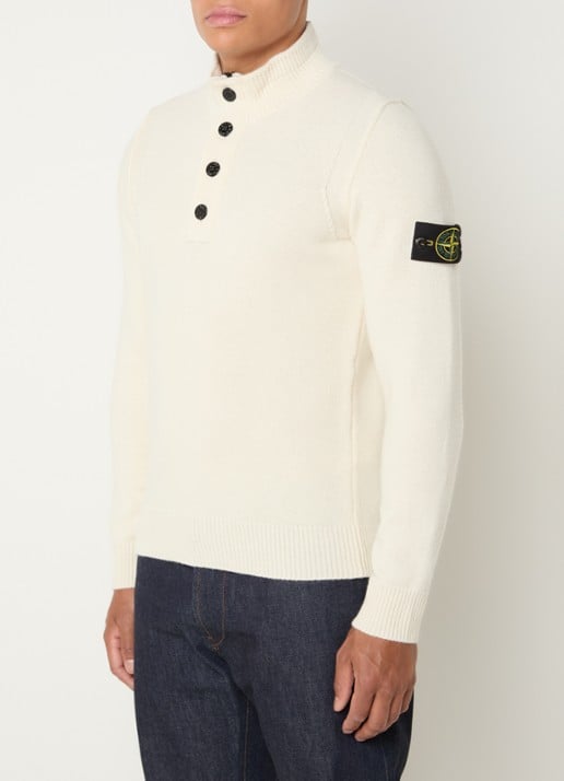 Stone Island S00A3 fijngebreide trui in wolblend met logo