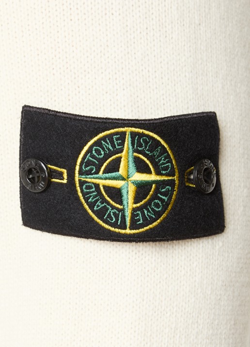 Stone Island S00A3 fijngebreide trui in wolblend met logo - detail 2 ivoor
