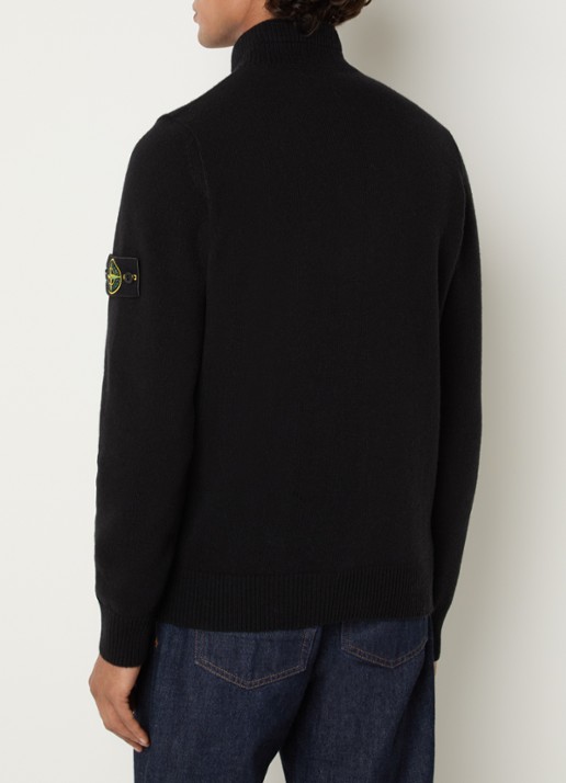 Stone Island S00A3 fijngebreide trui in wolblend met logo - achterkant 5 zwart