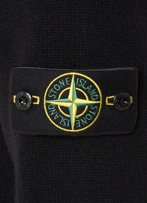 Stone Island S00A3 fijngebreide trui in wolblend met logo - detail 2 zwart