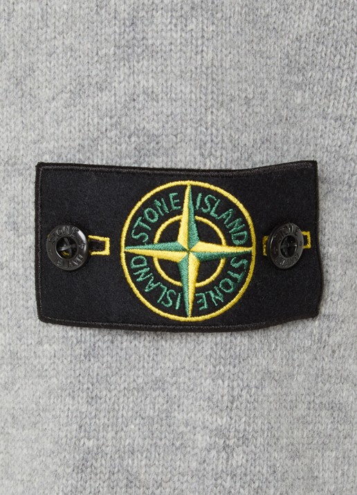 Stone Island S00A3 fijngebreide trui in wolblend met logo - detail 3 lichtgrijs