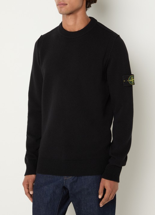 Stone Island S00A3 fijngebreide trui in wolblend met logo - detail 3 zwart