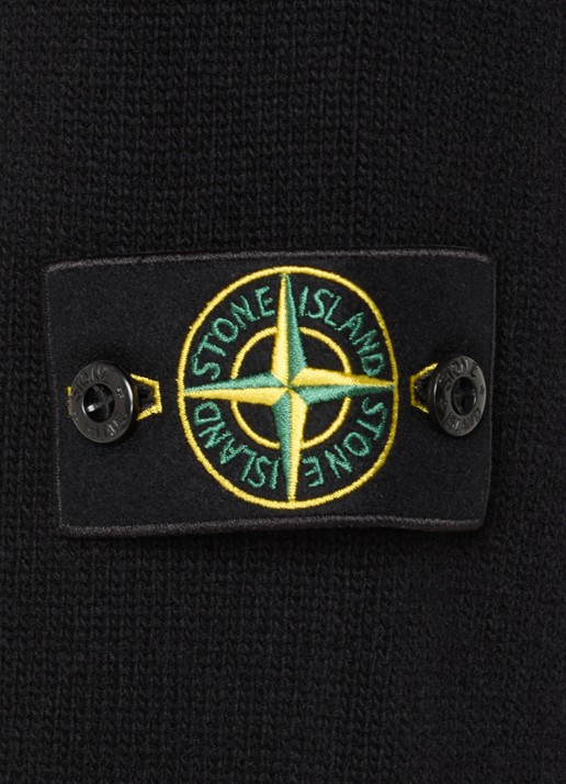 Stone Island S00A3 fijngebreide trui in wolblend met logo - detail 4 zwart