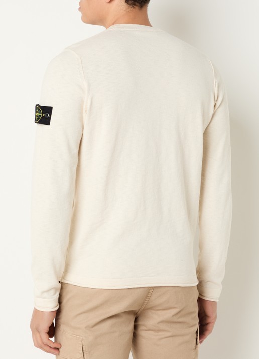 Stone Island S00B0 fijngebreide pullover met logo - achterkant 3 creme