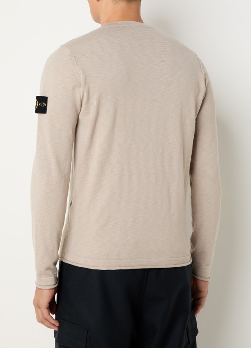 Stone Island S00B0 fijngebreide pullover met logo - achterkant 3 beige
