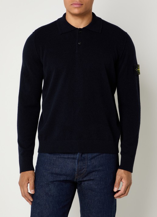 Stone Island S00B4 fijngebreide trui van scheerwol met polokraag