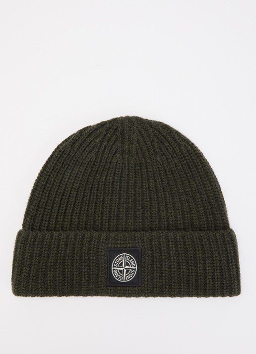 Stone Island S00B4 muts van scheerwol - voorkant legergroen