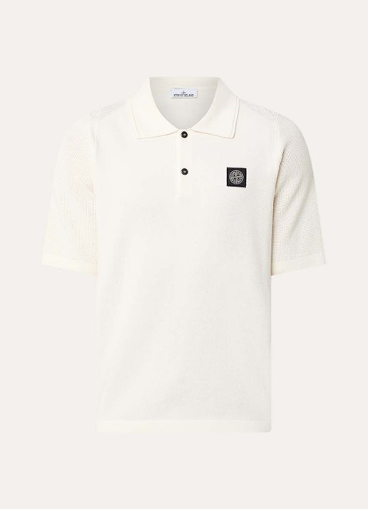 Stone Island S00B5 regular fit polo met logo - voorkant 4 gebroken wit
