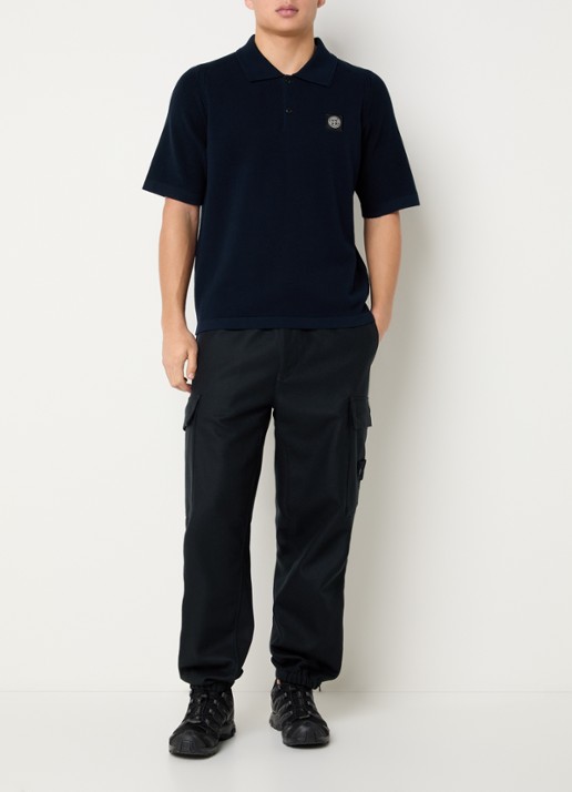 Stone Island S00B5 regular fit polo met logo - voorkant 2 donkerblauw