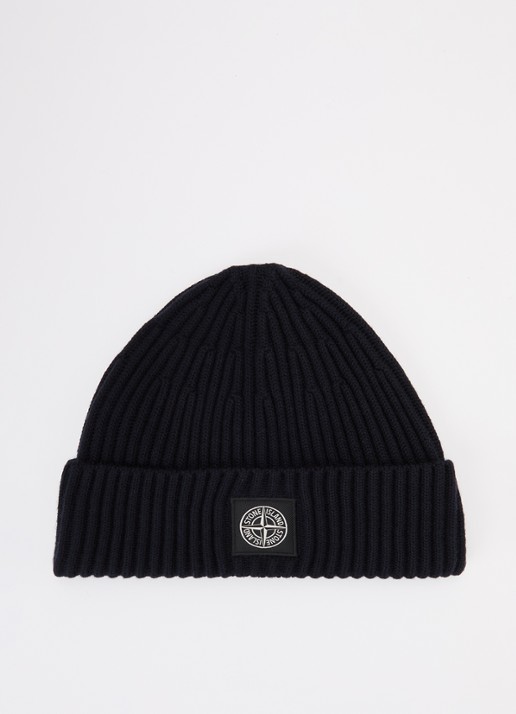 Stone Island S00C3 muts van scheerwol - voorkant donkerblauw