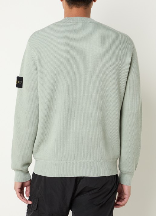 Stone Island S00D8 fijngebreide trui met logo - achterkant lindegroen