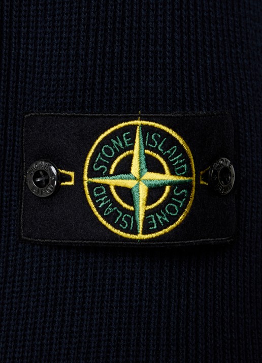 Stone Island S00D8 ribgebreid vest met logo - detail 4 donkerblauw