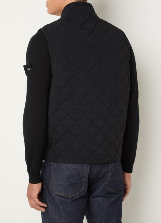 Stone Island S00F6 gewatteerde bodywarmer met quilt patroon - achterkant zwart