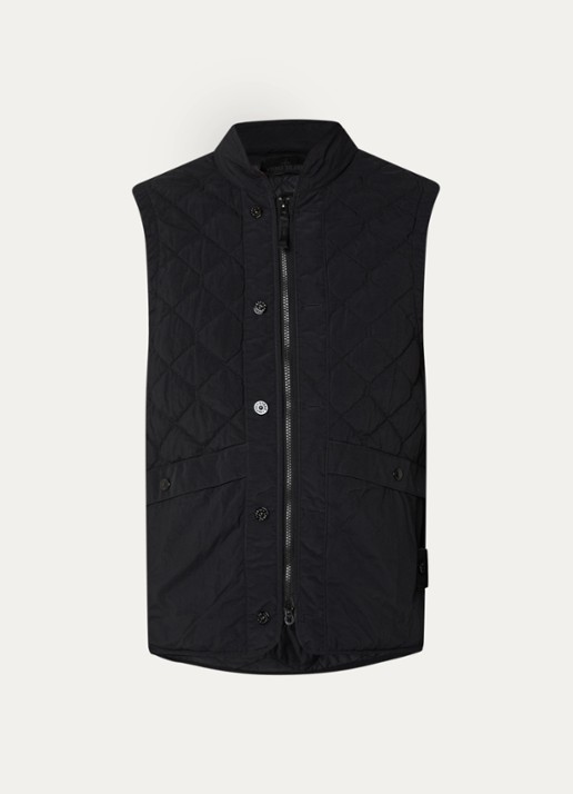 Stone Island S00F6 gewatteerde bodywarmer met quilt patroon - voorkant 5 zwart