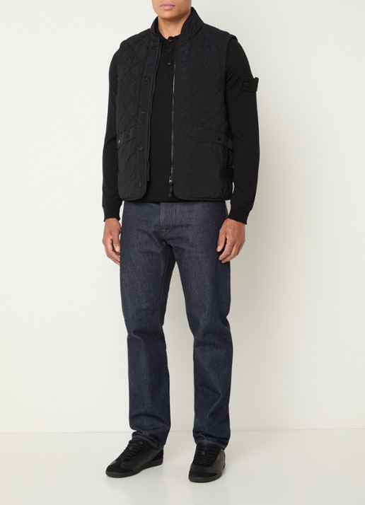 Stone Island S00F6 gewatteerde bodywarmer met quilt patroon - voorkant 6 zwart