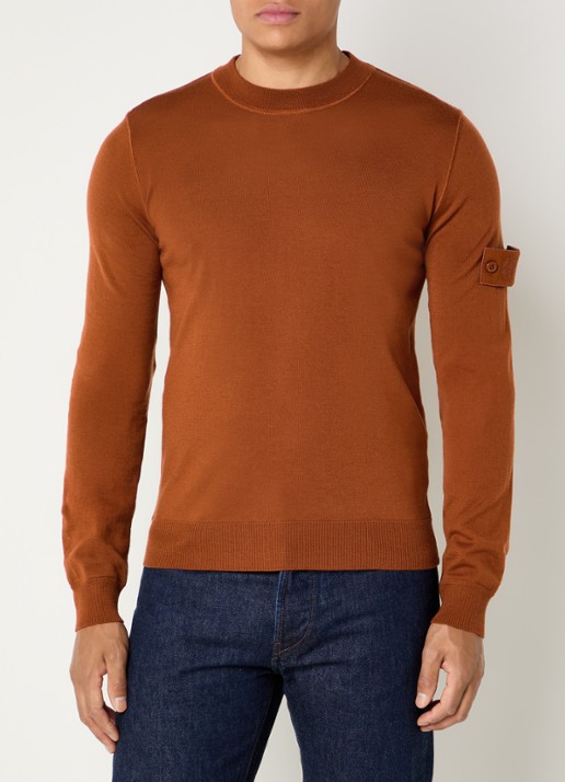 Stone Island S00FC fijngebreide trui van scheerwol met logo