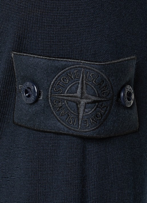 Stone Island S00FC regular fit polo van scheerwol - detail 5 donkerblauw